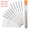 A set of large eye sewing needles for yarn, embroidery, and beading, packaged in a clear tube.