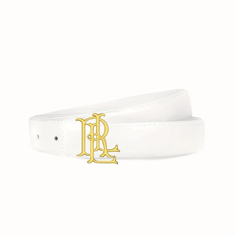 Women's Gold Letter PU Leather Belt