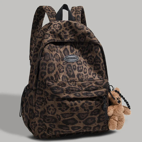 Leopard Print Casual Backpack for School & Daily Use