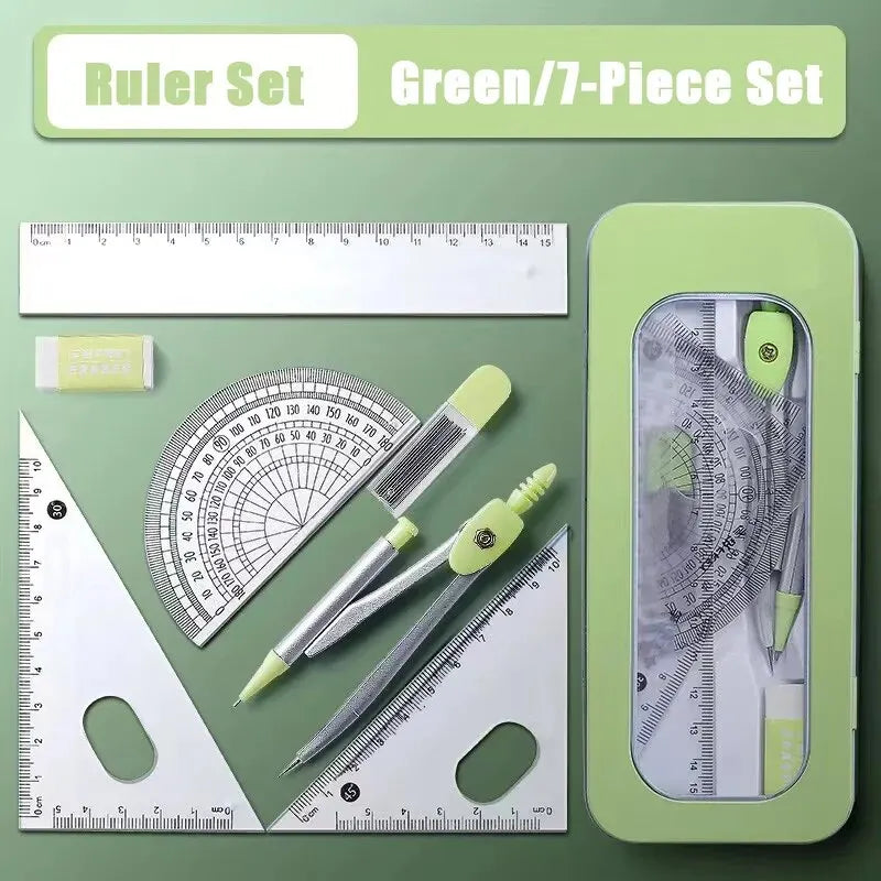 7-Piece Geometry Set with Compass and Ruler