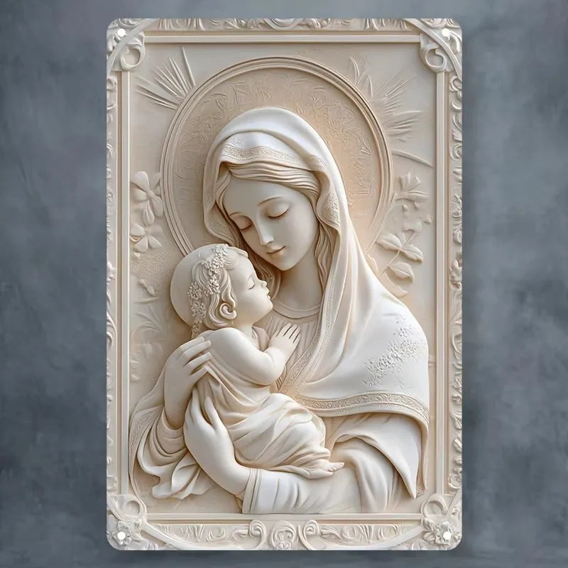 Vintage Aluminum Wall Art – Our Lady of Guadalupe Retro Sign