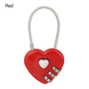 Red heart-shaped 3-digit combination padlock for luggage and storage
