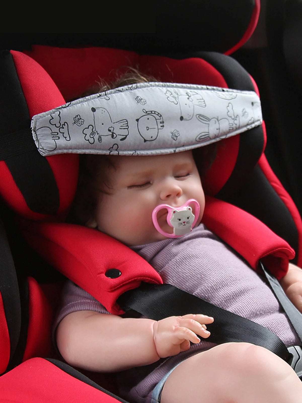 Baby Car Seat Head Support Pillow with Adjustable Strap