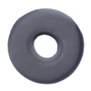 A gray memory foam ear piercing pillow with a cutout for side sleepers.