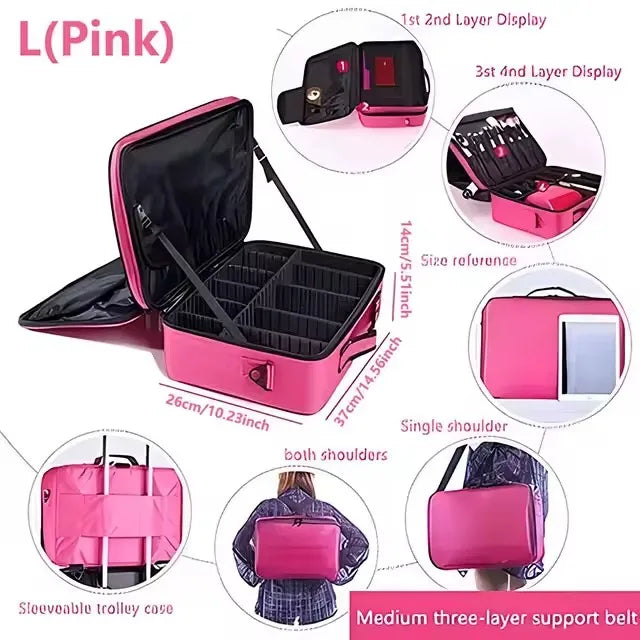 Large Capacity Waterproof Makeup Bag with Zipper Closure
