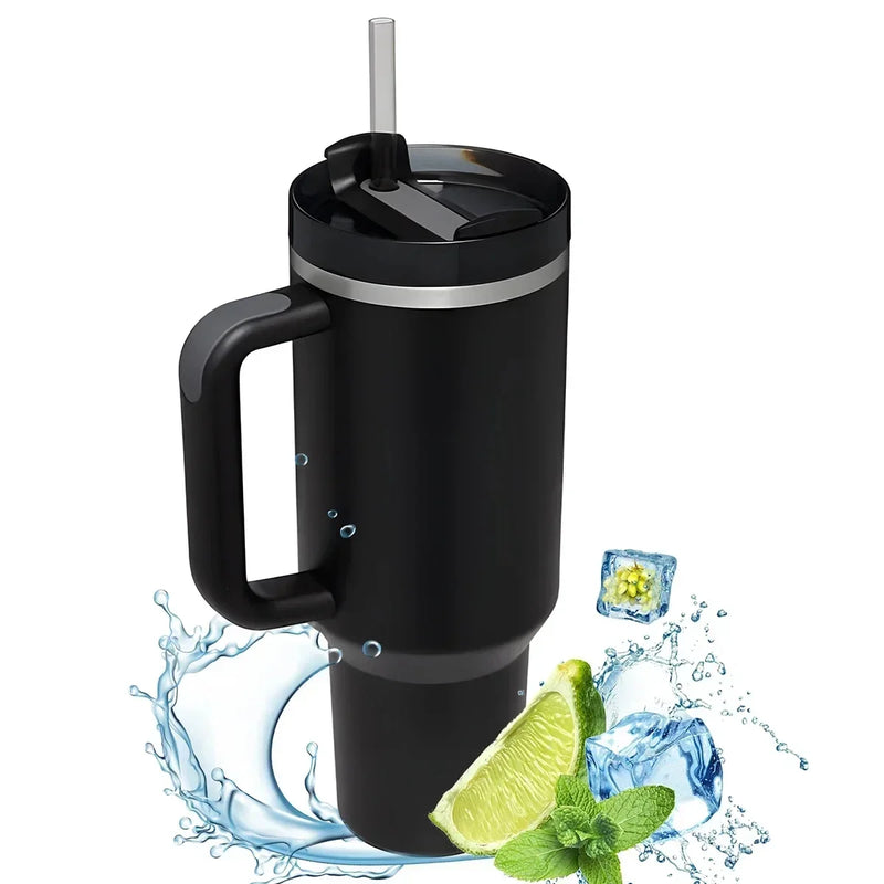 40oz Insulated Tumbler with Handle and Straw