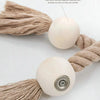 Handwoven Boho Curtain Tiebacks with Wooden Beads