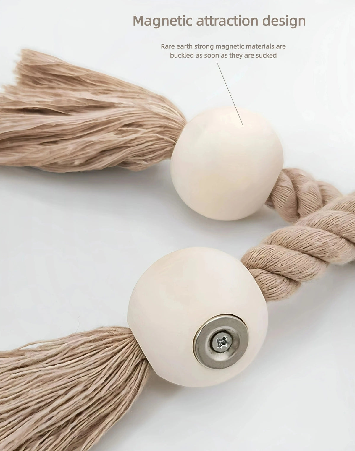 Handwoven Boho Curtain Tiebacks with Wooden Beads
