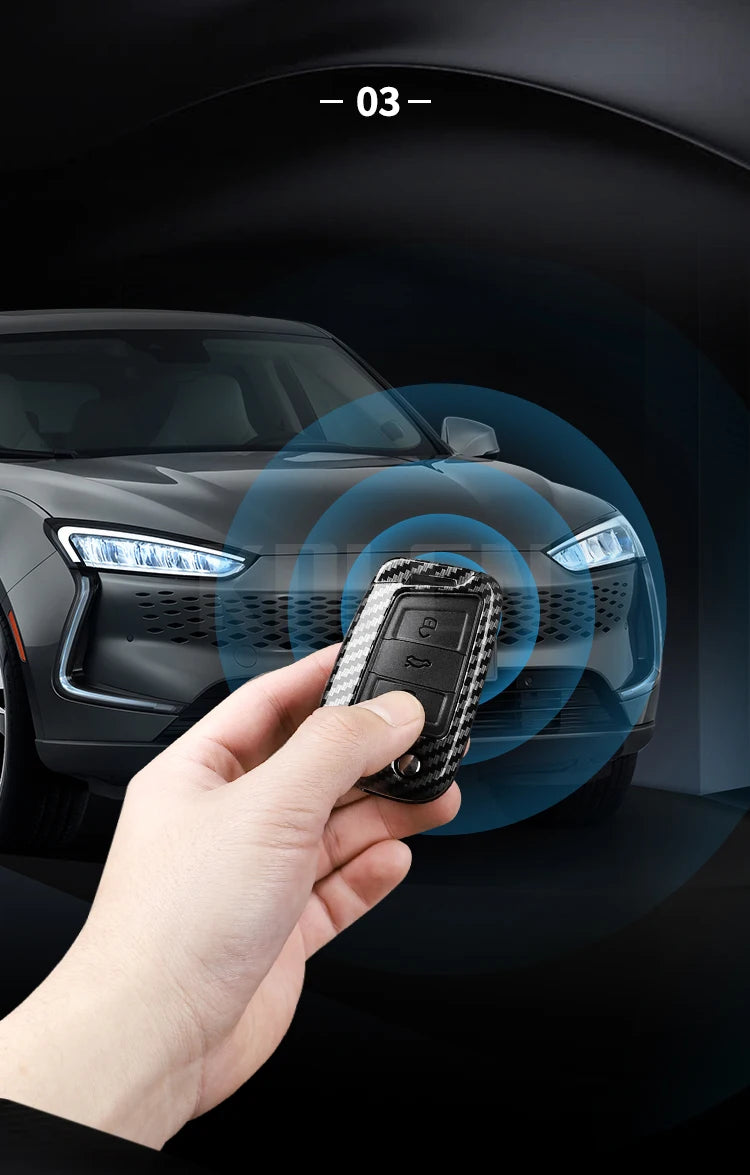 Carbon Fiber Car Key Case Cover for VW, SEAT & Skoda