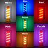 A collection of various colored LED night lights displayed in glass tubes, including white, blue, green, red, pink, purple, a