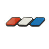 A set of three colored grille emblem stickers in red, white, and blue for Toyota trucks and SUVs.