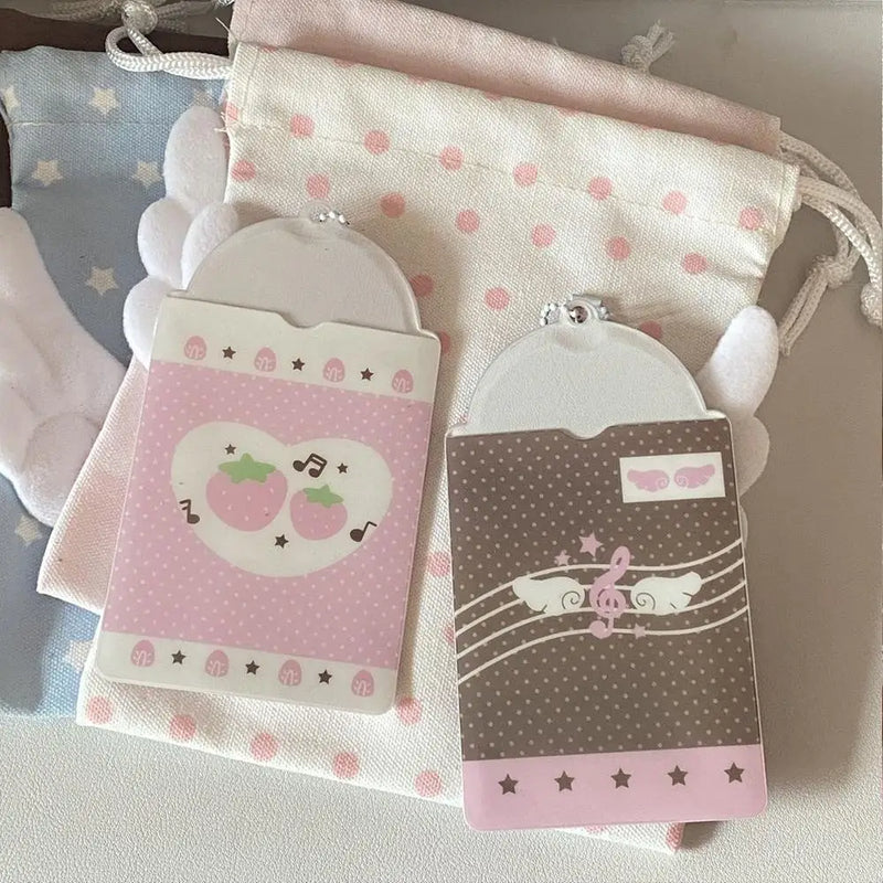 Pink Strawberry Card Holder Keychain