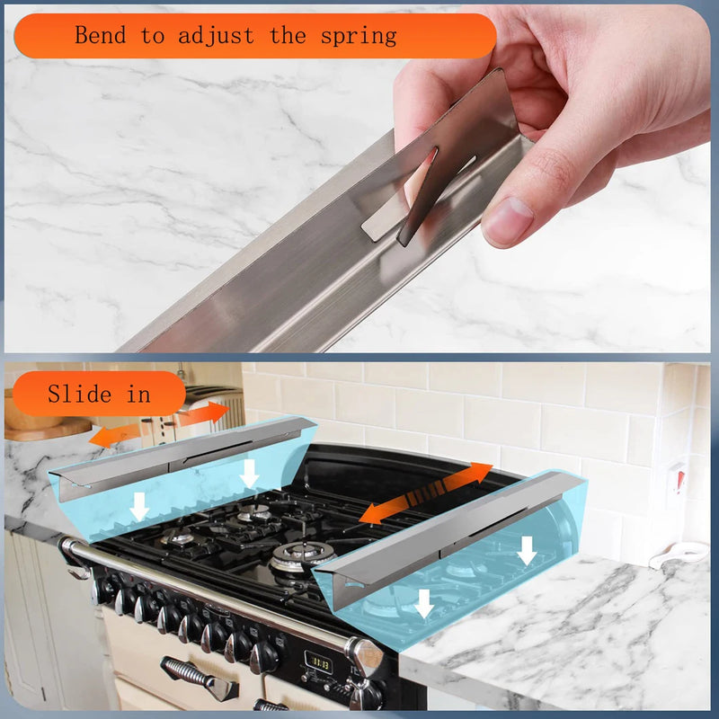 Stainless Steel Stove Gap Covers - 2 Pack