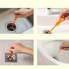 Orange flexible drain cleaning tool used to clear clogged drains in sinks and toilets.