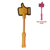 A gold star-shaped contactless card payment wand with a pink reverse side.
