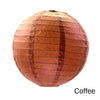 A round, copper-colored paper lantern used for decoration.