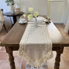 Handcrafted Macrame Lace Table Runner with Tassels – Beige
