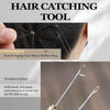 A close-up of a hair catching tool used to attach a bead stringing tool or silicone rubber ring to hair.