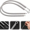 Silver spring drawstring needle threader tool shown in multiple views and angles