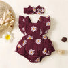 Baby Girl Sleeveless Floral Romper with Headband