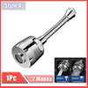 A chrome kitchen faucet adapter featuring a rotating head and two flow modes.