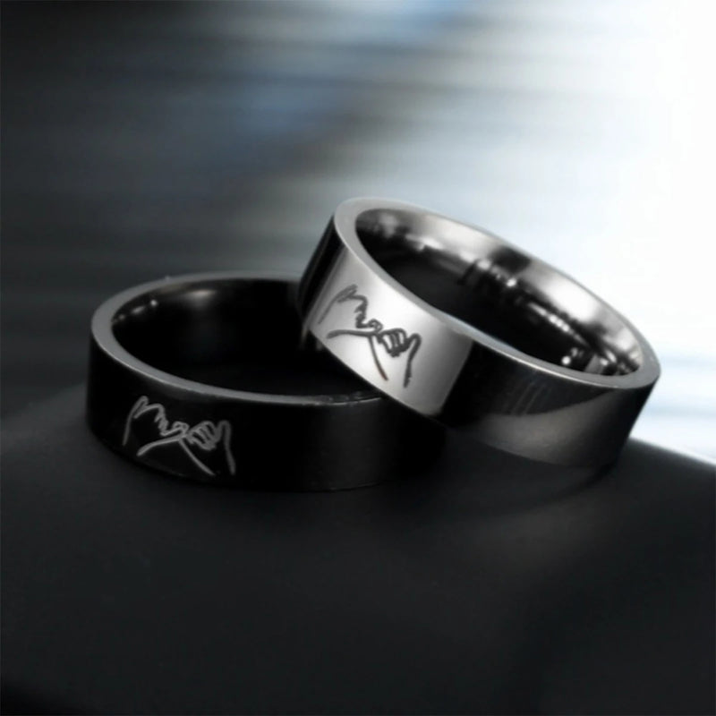 Titanium Steel Couple Rings with 'I Love You' Engraving