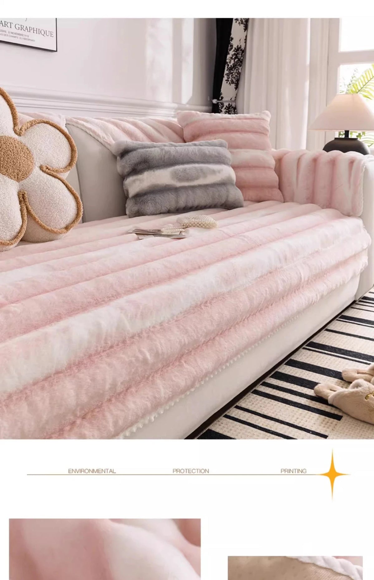 Plush Velvet Padded Sofa Cover with Non-Slip Backing