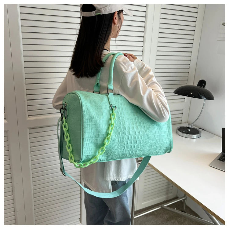 Crocodile Grain Large Capacity Travel Duffle Bag