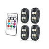 Four black LED light bars for car interior ambient lighting with mode selection buttons