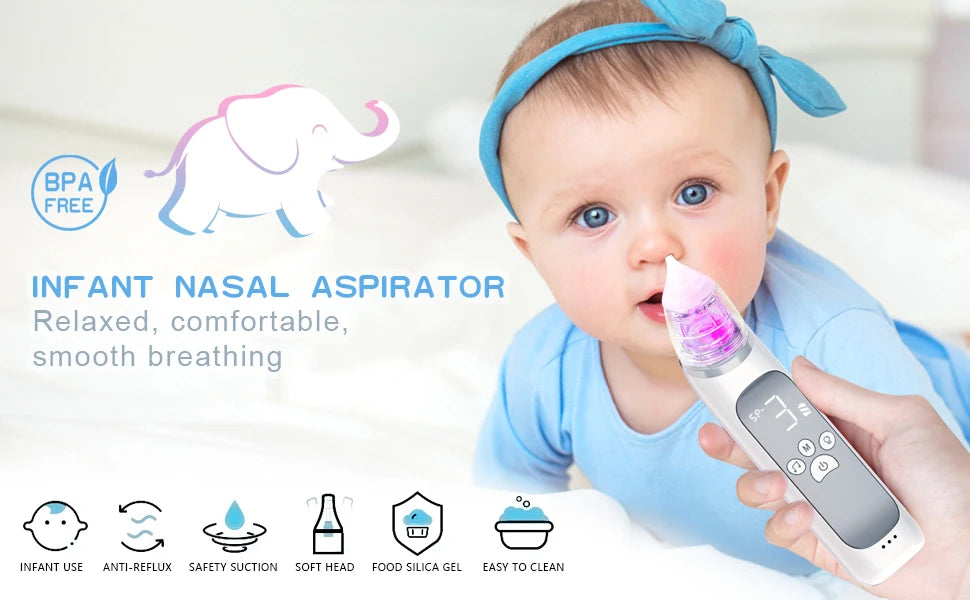 Baby Electric Nasal Aspirator with Soothing Music & Soft Silicone Tips