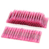 A row of pink heat shrink butt connectors for 22-16 AWG wires.