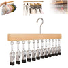 Wooden Multi-Clip Garment Hanger for Closet Organization