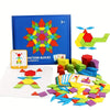 A box of 155-piece wooden jigsaw puzzle set with colorful interlocking pieces and a wooden puzzle board.