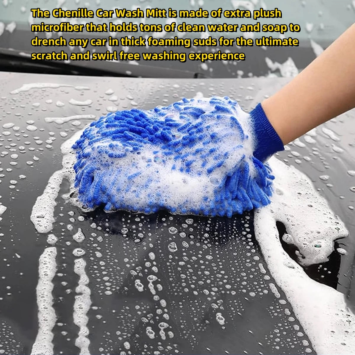 Premium Microfiber Chenille Car Wash Mitt – Scratch-Free & Ultra Absorbent