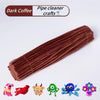 A brown pipe cleaner craft set featuring various animal shapes like a pink rabbit, red bird, and blue octopus.