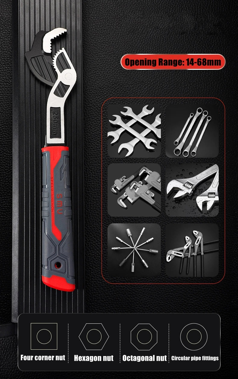 Self-Locking Pipe Wrench with Adjustable CR-V Steel Jaws