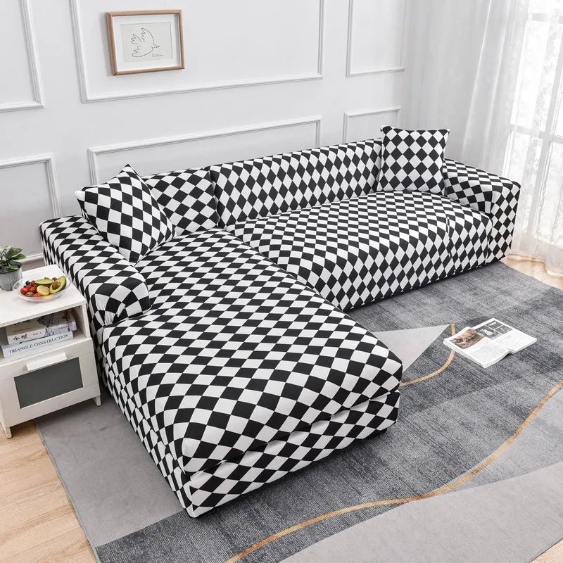 Printed Stretch Sofa Cover for L-Shaped and Corner Sofas