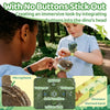 A child is using a no-button stick-out dinosaur head walkie talkie set for an immersive look.