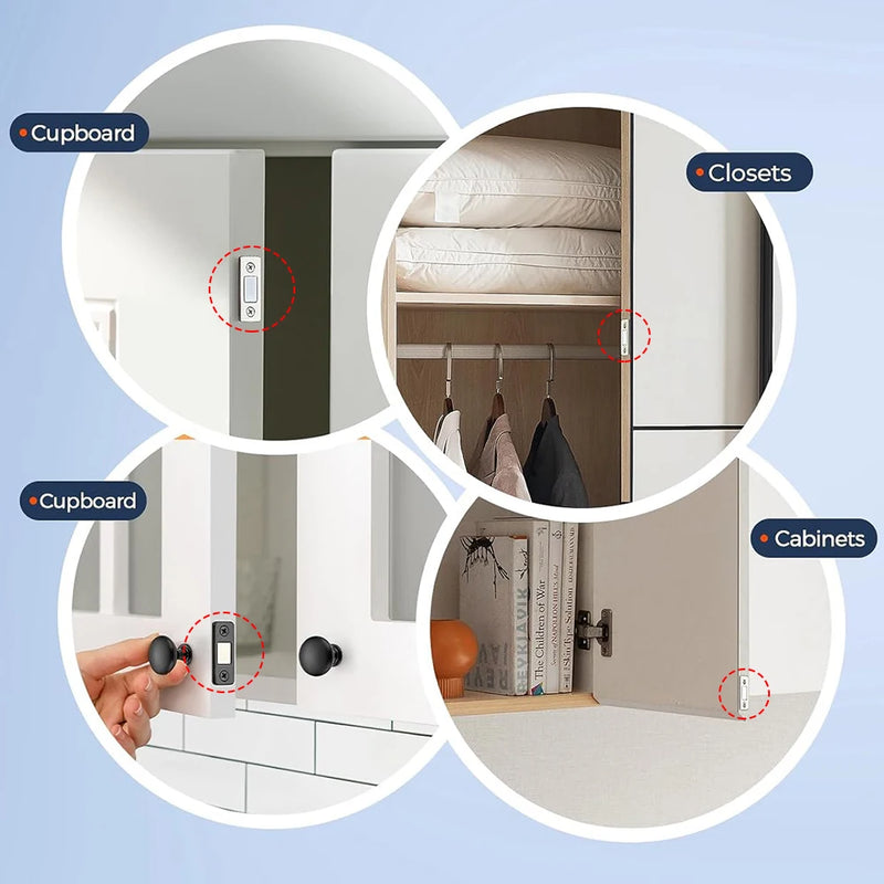 Ultra-Thin Magnetic Cabinet Catch - Invisible Adhesive Door Stopper