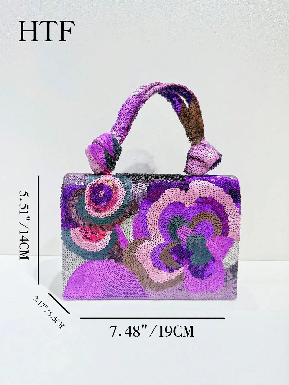 Sequin Floral Evening Clutch with Chain
