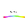 A row of 40 iridescent, rainbow-colored reflective wheel rim stickers.