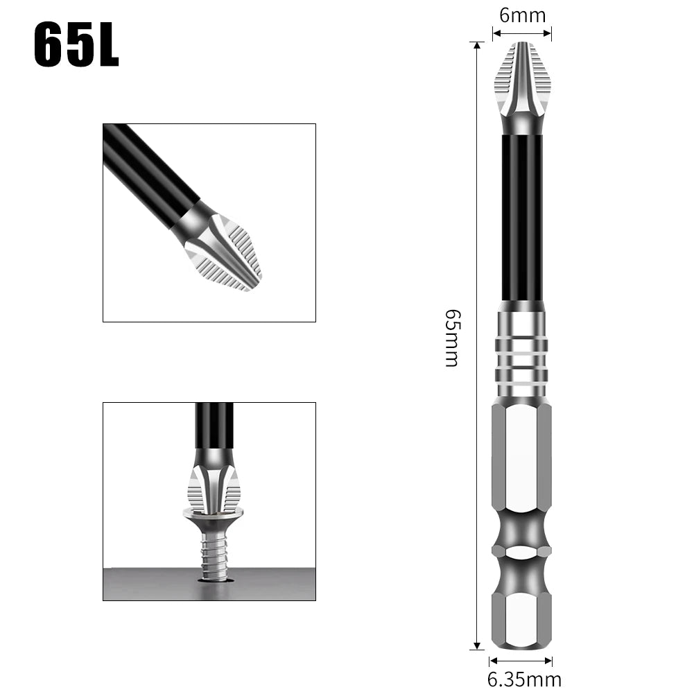Magnetic Cross Head Screwdriver Bit Set (S2 Steel, Anti-Slip)