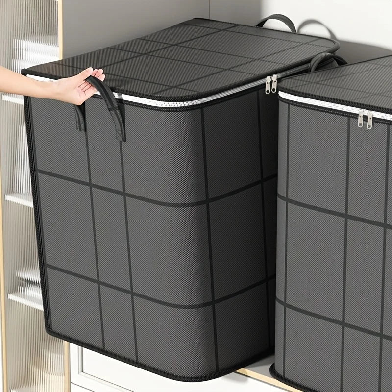Foldable Large-Capacity Clothes Storage Bag with Handles and Double Zipper