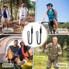 A collage showing people hiking, cycling, camping, and fishing alongside an image of a heavy duty paracord neck lanyard with 