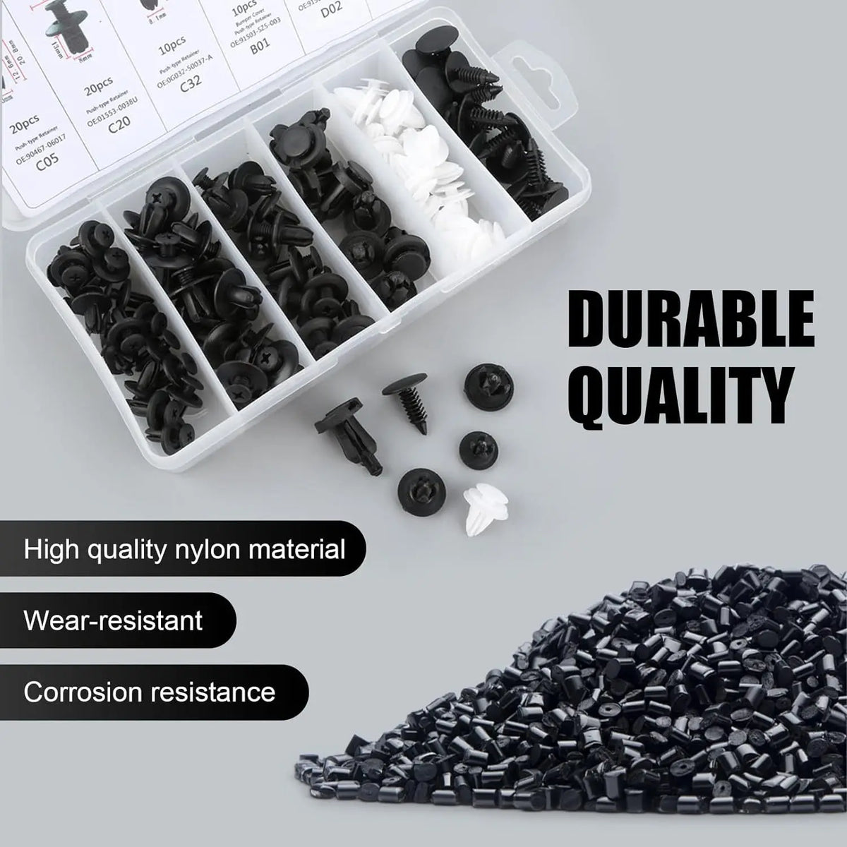 Universal Auto Fastener Clip Assortment Kit for Car Body Trim and Panels