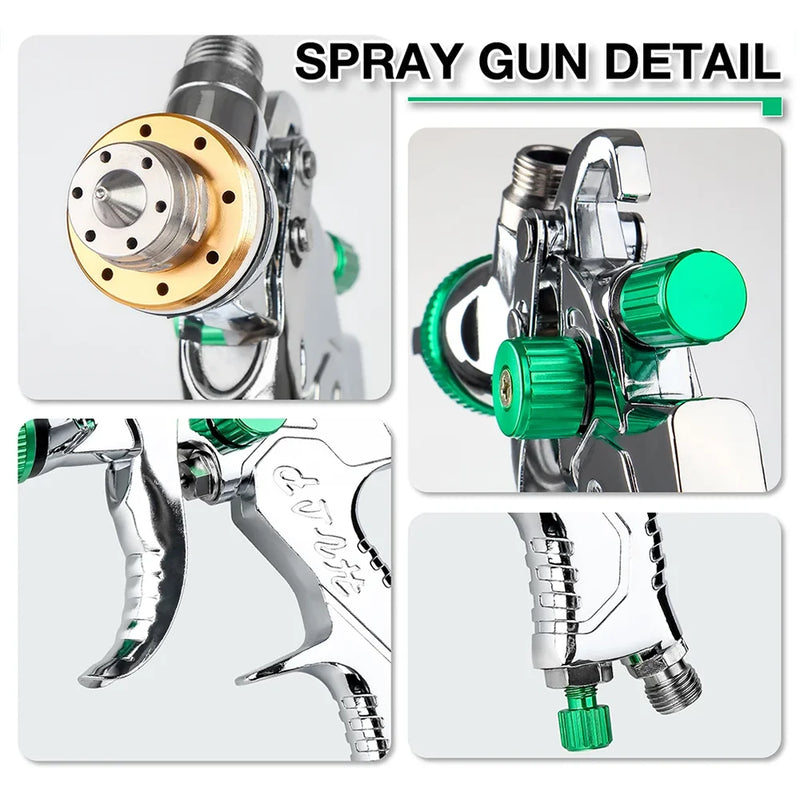 HVLP Gravity Feed Spray Gun Kit with Nozzles & Air Regulator