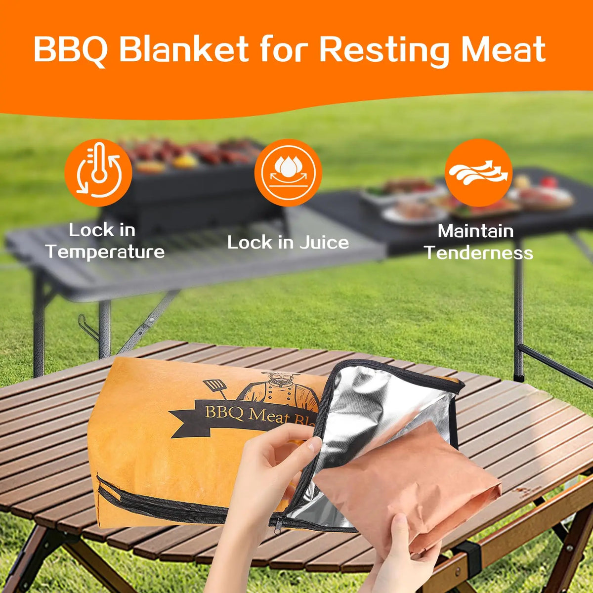 Insulated Meat Resting Bag – Triple-Layer BBQ Blanket for Juicy, Tender Briskets & Pork Shoulders