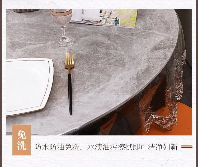 Elegant Lace Embroidered Waterproof Tablecloth
