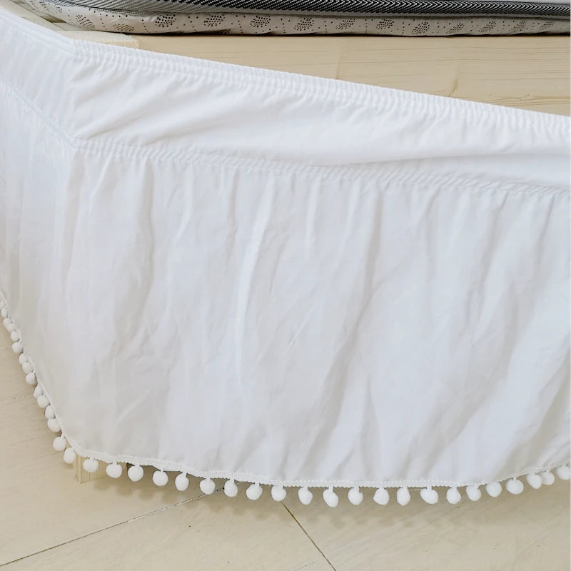 Elastic Wrap-Around Bed Skirt in Solid Polyester
