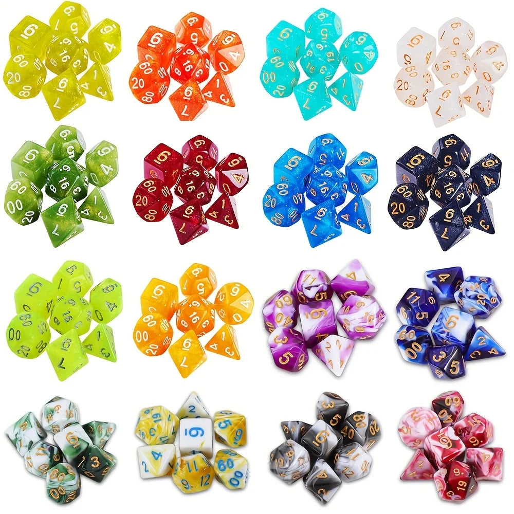 Polyhedral Dice Set with Velvet Pouch